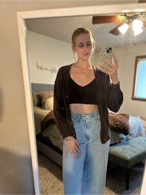 a new day Women's Brown Sweater and Bralette Set